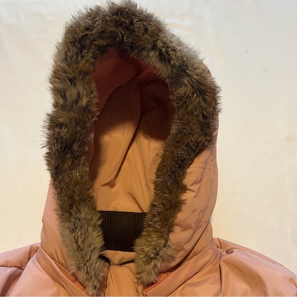 Basic House Korean Down Pink Puffer Fur Trim Hood Parka Jacket Size Small AS-IS - Picture 12 of 16